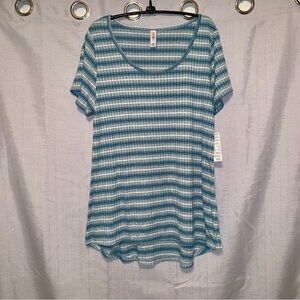 🔲LULAROE Blue Striped Women's Top "CLASSIC TEE" size Large